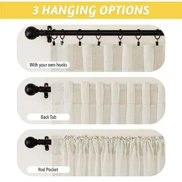 NICETOWN Flax Linen Living Room Curtains 95 inches Long, Rod Pocket & Back Tab Semi Sheer Drapes Privacy Added with Light Filtering for Bedroom/Living Room, Natural, W68 x L95, 2 Panels