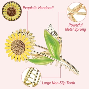 Flower Metal Hair Claw Clips for Women - 6 Pcs Set