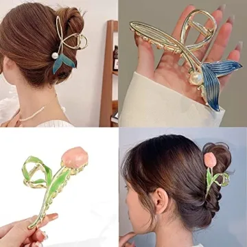 Flower Metal Hair Claw Clips for Women - 6 Pcs Set