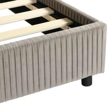 Elegant Velvet Queen Bed Frame with Easy Assembly