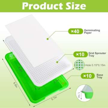 EBaokuup 10Pcs Seed Sprouter Tray with Drain Holes - BPA Free Seed Garden Plant Germination Propagat...