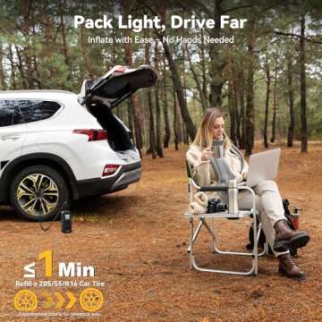 Tire Inflator Portable Air Compressor - 4X Faster 160 PSI Air Pump for Car Tires - Wireless Car Tire...