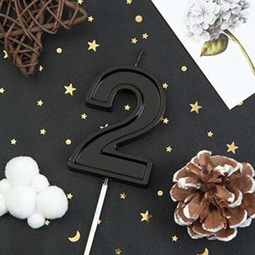 PHD CAKE 2.76 Inch Luxe Black 2 Number Birthday Candles, Black Number Candles, Cake Number Candles, ...