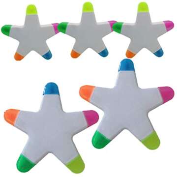 HiKin Star Shape Highlighters - Vibrant 5 Color Set