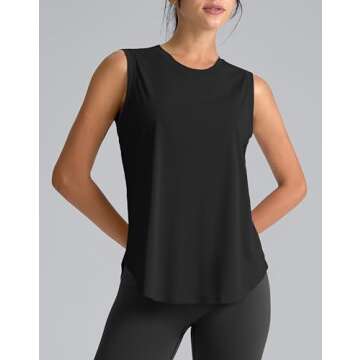 SANTINY Women's Sleeveless Workout Tops Breathable Lightweight Active Tennis Yoga Shirts Athletic Ru...
