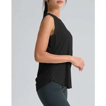 SANTINY Women's Sleeveless Workout Tops Breathable Lightweight Active Tennis Yoga Shirts Athletic Running Tank Tops for Women (Black_S)