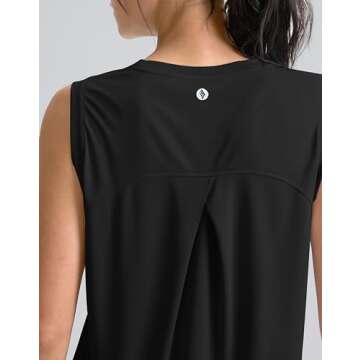 SANTINY Women's Sleeveless Workout Tops Breathable Lightweight Active Tennis Yoga Shirts Athletic Running Tank Tops for Women (Black_S)