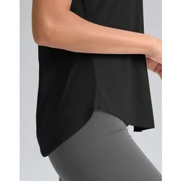 SANTINY Women's Sleeveless Workout Tops Breathable Lightweight Active Tennis Yoga Shirts Athletic Running Tank Tops for Women (Black_S)