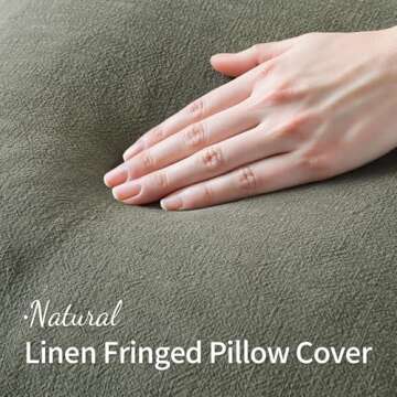 MIULEE Light Olive Green Linen Fringe Pillow Covers Set