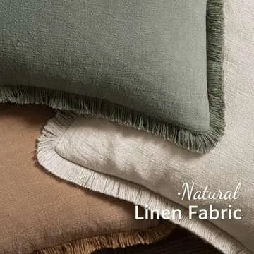 MIULEE Light Olive Green Linen Fringe Pillow Covers Set