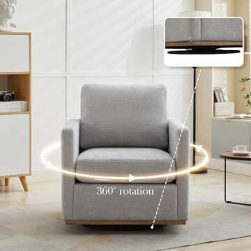 Aoiy & Wifon 30.7" W Swivel Accent Chair Set of 2, Mid Century Modern Swivel Chairs for Living Room, Comfy Swivel Barrel Chairs, Wavy Chenille, Light Gray