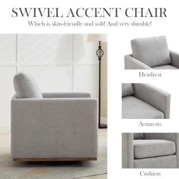 Aoiy & Wifon 30.7" W Swivel Accent Chair Set of 2, Mid Century Modern Swivel Chairs for Living Room, Comfy Swivel Barrel Chairs, Wavy Chenille, Light Gray