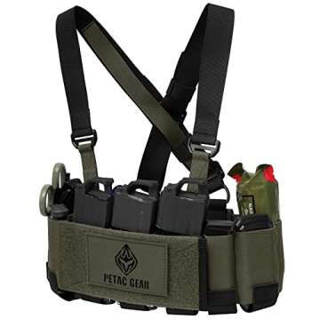 PETAC GEAR Tactical Elastic Chest Rig,Multicam Lightweight Vest, Low-vis Ready rigs with 9 Elastic Pockets(RG)… … …