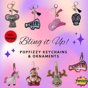 Popfizzy Bling Pink Pickleball Keychain for Women, Rhinestone Pickleball Backpack Keychain for Girls, Fun Pickleball Gifts