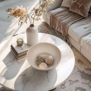 YMXYJM Large Decorative Bowl, Modern Handicraft Resin Bowls for Home Decor, Decorative Fruit Bowl for Kitchen Counter, Stylish Key Bowl for Entry Table, Artificial Stone Resin Beige