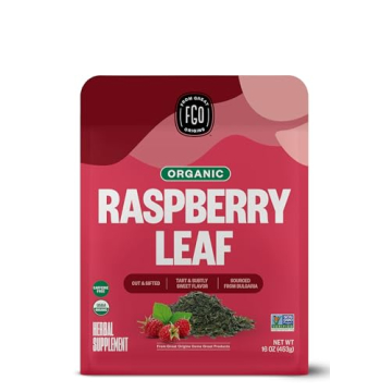 FGO Organic Red Raspberry Loose Leaf Herbal Tea, Caffeine Free 16oz Resealable Pouch