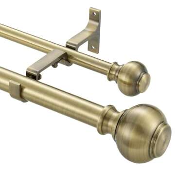 1 Inch Double Curtain Rods 72 to 144 Inches, Adjustable Telescoping Window Drapery Rod, Dual Heavy D...