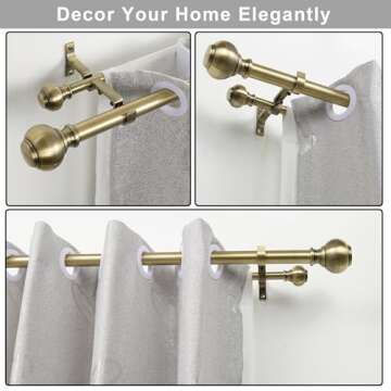 1 Inch Double Curtain Rods 72 to 144 Inches, Adjustable Telescoping Window Drapery Rod, Dual Heavy Duty Curtain Rods with Iron-Finials for Sliding Glass Door, Patio, Bedroom, Kitchen, Antique Bronze