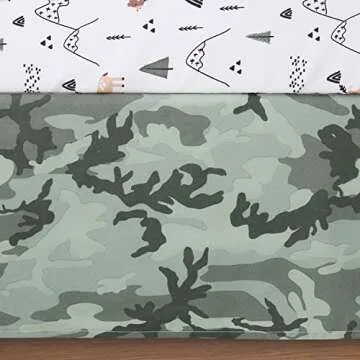 The Peanutshell 3 Piece Baby Crib Bedding Set for Boys - Newborn, Infant & Toddler Nursery Bed Set Decor with Fitted Crib Sheet, Dust Ruffle Comforter - Woodland Camo