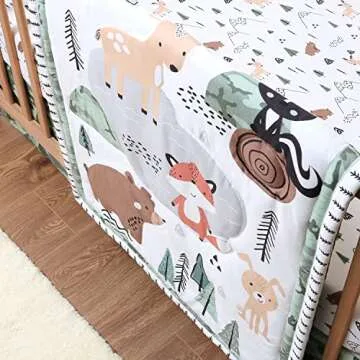 The Peanutshell 3 Piece Baby Crib Bedding Set for Boys - Newborn, Infant & Toddler Nursery Bed Set Decor with Fitted Crib Sheet, Dust Ruffle Comforter - Woodland Camo