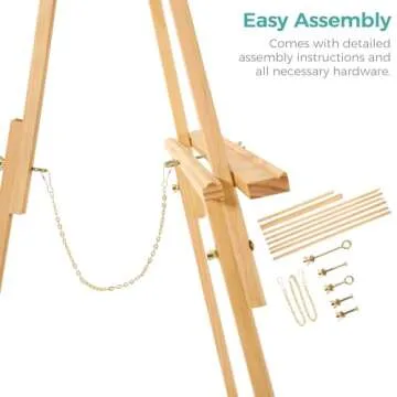 VISWIN Upgraded 63" Wooden Easel Stand for Sign, Tripod Easel for Wedding Sign Stand, Welcome Board, Poster, Picture, Canvas Art Easel Floor with Tray for Display & Painting - Natural