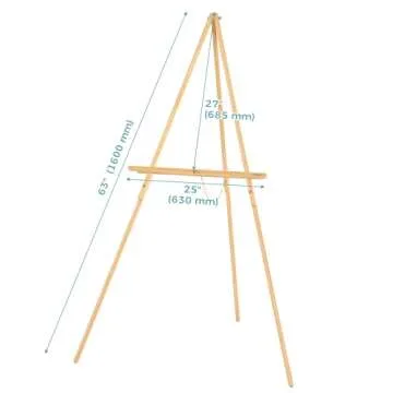 VISWIN Upgraded 63" Wooden Easel Stand for Sign, Tripod Easel for Wedding Sign Stand, Welcome Board, Poster, Picture, Canvas Art Easel Floor with Tray for Display & Painting - Natural