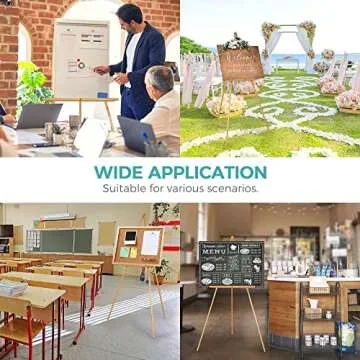 VISWIN Upgraded 63" Wooden Easel Stand for Sign, Tripod Easel for Wedding Sign Stand, Welcome Board, Poster, Picture, Canvas Art Easel Floor with Tray for Display & Painting - Natural