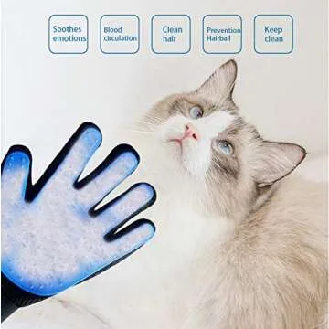 weiyun [Upgrade Version] Pet Grooming Glove Hair Remover Brush Gentle Deshedding Efficient Pet Mitt Pet Massage Gloves Left & Right Hand Draw Dogs Cats Horses Long Short Brush 1Pair (Blue)