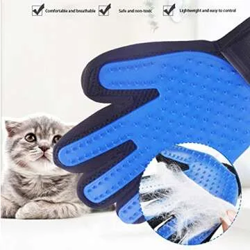 weiyun [Upgrade Version] Pet Grooming Glove Hair Remover Brush Gentle Deshedding Efficient Pet Mitt Pet Massage Gloves Left & Right Hand Draw Dogs Cats Horses Long Short Brush 1Pair (Blue)