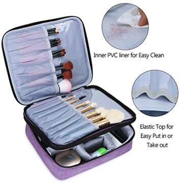 Teamoy Travel Makeup Brushes Bag(up to 10"), Professional Makeup Train Case for Makeup Brushes and c...