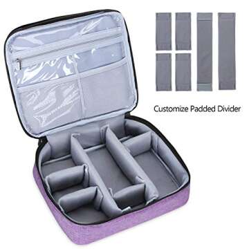 Teamoy Travel Makeup Brushes Bag(up to 10"), Professional Makeup Train Case for Makeup Brushes and cosmetics, Portable and Multifunctional-Large, Purple (No Accessories Included)