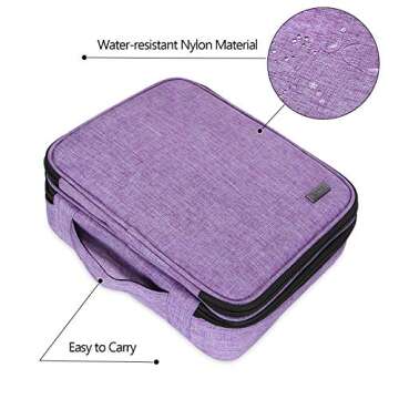 Teamoy Travel Makeup Brushes Bag(up to 10"), Professional Makeup Train Case for Makeup Brushes and cosmetics, Portable and Multifunctional-Large, Purple (No Accessories Included)
