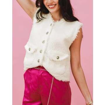 Stylish WEQULE Women's Lightweight Tweed Vest