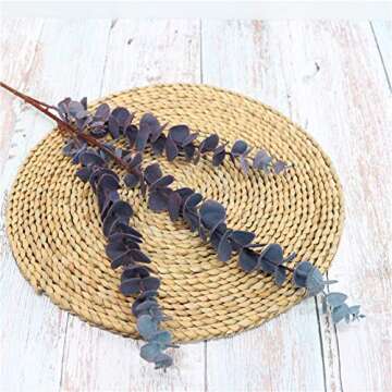 FuleHouzz 3 Pcs Soft Touch Artificial Eucalyptus Leaves Spray 31.5" Fake Silver Dollar Greenery Stem...