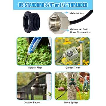 Tesmotor Misting Cooling System, 49FT Misting Line + 16 Brass Nozzles Outdoor Misters for Cooling, Misting System for Patio Garden Lawn Pool Umbrella Trampoline