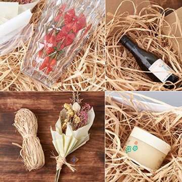 100g Natural Raffia Paper Ribbon, Raffia Ribbon Perfect for Crafts Weaving or Bouquets Decoration, C...