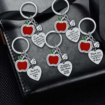 YEEQIN 5PCs Teacher Keychains Teacher Appreciation Gifts Teacher Gifts Thank You Keychains Graduatio...