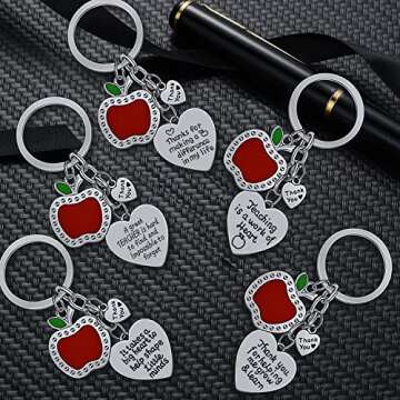 YEEQIN 5PCs Teacher Keychains for Appreciation Gifts