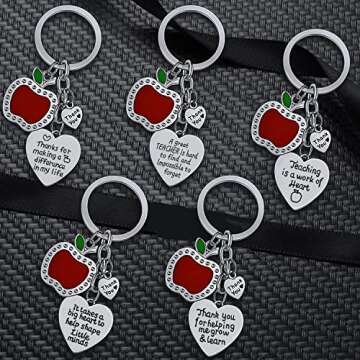 YEEQIN 5PCs Teacher Keychains for Appreciation Gifts