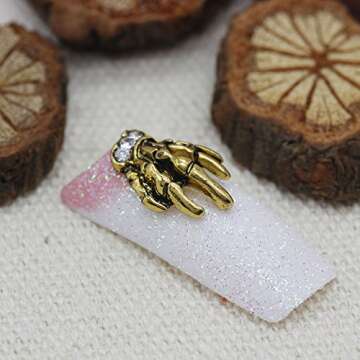 So Beauty Skeleton Hand With 3 Rhinestones for 3D Nial Art Decorations Package of 10