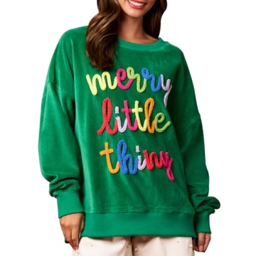 DSORVICD Women Christmas Sweatshirts Sequin Sparkly Shirts Oversized Long Sleeve Xmas Holiday Sweate...