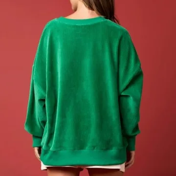 DSORVICD Women Christmas Sweatshirts Sequin Sparkly Shirts Oversized Long Sleeve Xmas Holiday Sweater Pullover Tops