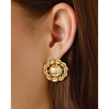 Stylish PAVOI Chunky Rope Knot Gold Earrings for Women