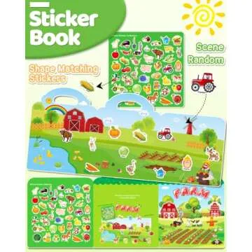 Benresive Reusable Sticker Book for Toddlers 2-4 Years, Fun Travel Stickers for Kids, Waterproof Sti...