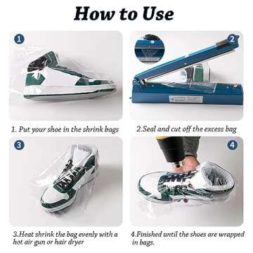 Shoe Shrink Wrap Bags 100 Pcs for Shoes Protection