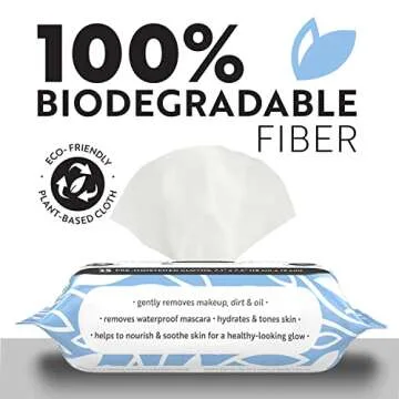 HEROLIFE Micellar Makeup Remover Cleansing Facial Cloths,Pre-moistened, Single-Use, , 1 pack of 40, Large size 7.1” x 7.5” Biodegradable individually Wrapped Wipes formulated with Plant-Based derived ingredients