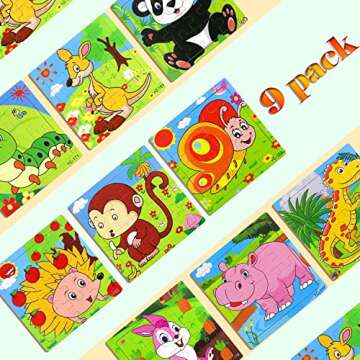 Puzzles for Kids Ages 3-5, 9 Pack Wooden Jigsaw Puzzles for Toddlers Ages 3-5 16 Pieces Preschool Ed...