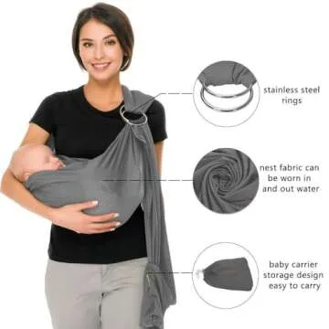 CUBY Water Baby Sling Carrier Breathable Mesh Baby Wraps Carrier Adjustable Ring Sling Baby Carrier ...