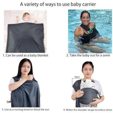 CUBY Water Baby Sling Carrier Breathable Mesh Baby Wraps Carrier Adjustable Ring Sling Baby Carrier Infant Carrier for Newborn Toddler Summer Swimming Pool Beach (Light Gray)