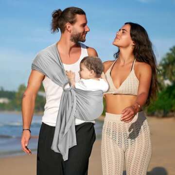 CUBY Water Baby Sling Carrier Breathable Mesh Baby Wraps Carrier Adjustable Ring Sling Baby Carrier Infant Carrier for Newborn Toddler Summer Swimming Pool Beach (Light Gray)